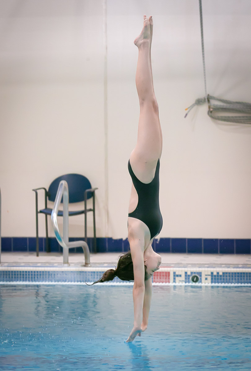 Girl in mid dive